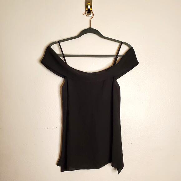 Theory Silk Off The Shoulder Tank Classic Georgette Top Black Size S Minimalist - Picture 3 of 12